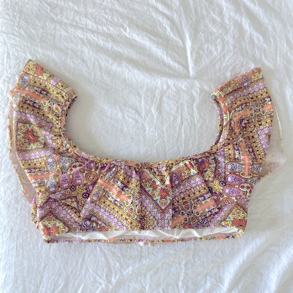 Victoria’s Secret Bikini set Boho Floral Size Medium, with ruffle top, Like new - Picture 4 of 11